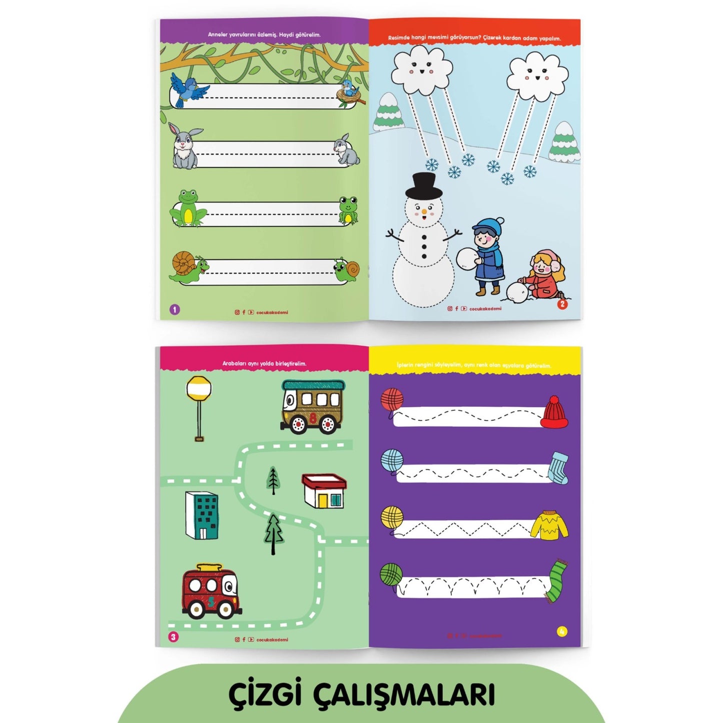 Çocuk Akademi Yaz Sil Serisi Çizgi Çalışmaları