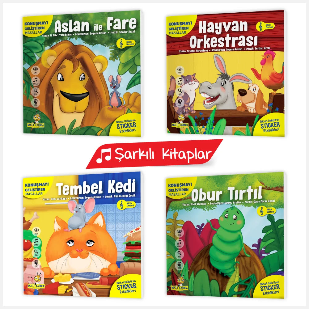 Konuşmayı Geliştiren Şarkılı Masallar 4'lü Kitap Serisi (Müzik Destekli)